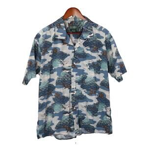 Gitman Bros Vintage Hawaiian Shirt Mens XXL Fuji Crane Aloha Camp Japanese USA